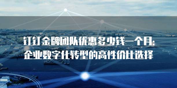 钉钉金牌团队优惠多少钱一个月:企业数字化转型的高性价比选择