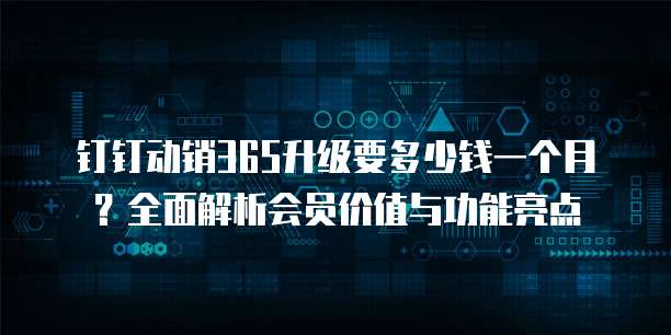 钉钉动销365升级要多少钱一个月?全面解析会员价值与功能亮点