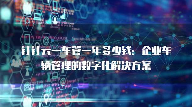 钉钉云一车管一年多少钱:企业车辆管理的数字化解决方案