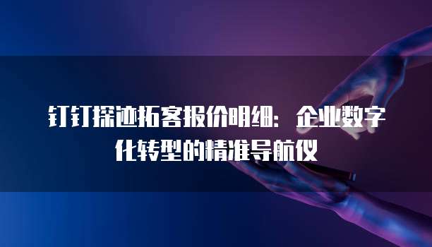 钉钉探迹拓客报价明细:企业数字化转型的精准导航仪