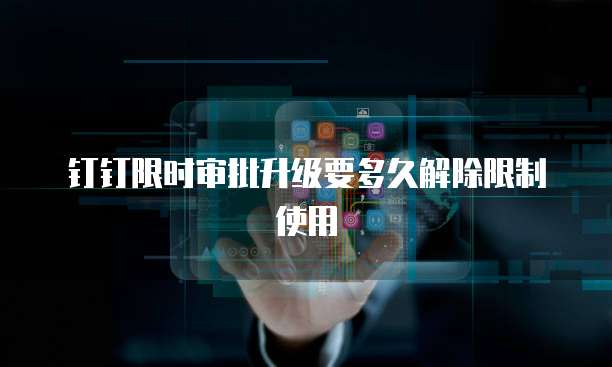 钉钉限时审批升级要多久解除限制使用