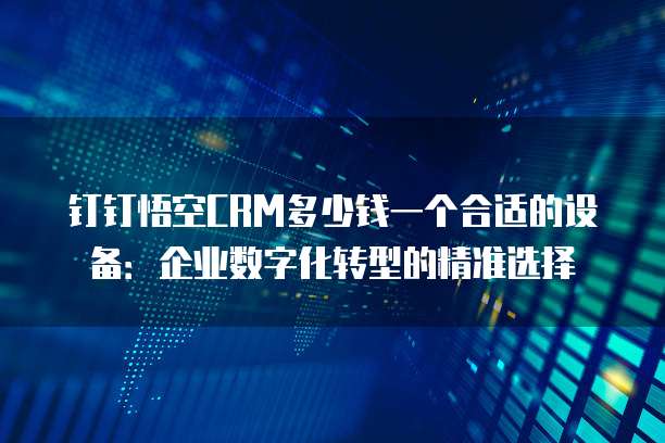 钉钉悟空CRM多少钱一个合适的设备:企业数字化转型的精准选择
