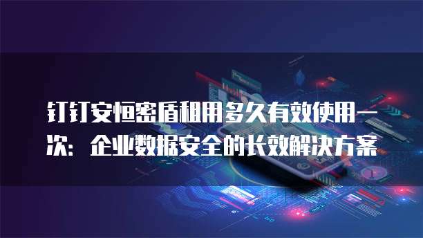 钉钉安恒密盾租用多久有效使用一次:企业数据安全的长效解决方案