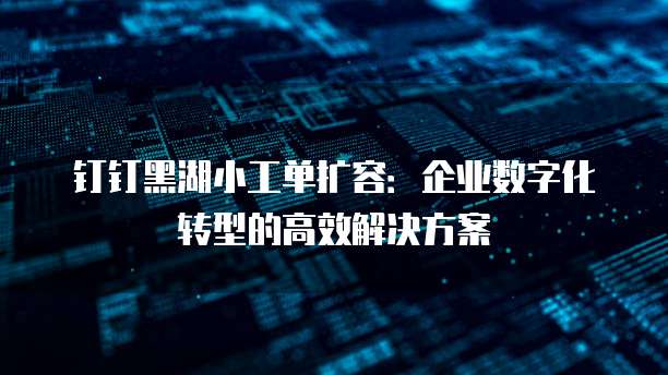 钉钉黑湖小工单扩容:企业数字化转型的高效解决方案
