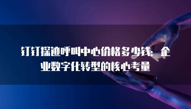 钉钉探迹呼叫中心价格多少钱:企业数字化转型的核心考量