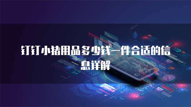 钉钉小猪用品多少钱一件合适的信息详解