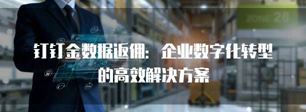 钉钉金数据返佣：企业数字化转型的高效解决方案