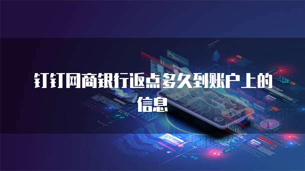 钉钉网商银行返点多久到账户上的信息