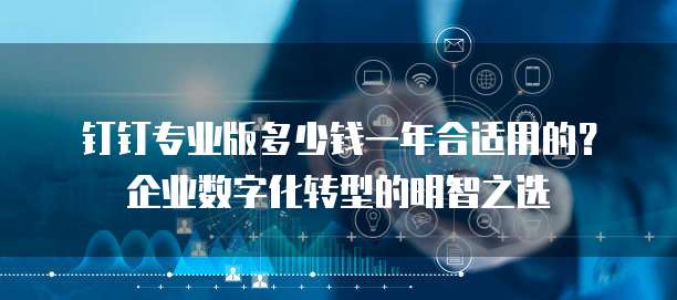 钉钉专业版多少钱一年合适用的?企业数字化转型的明智之选