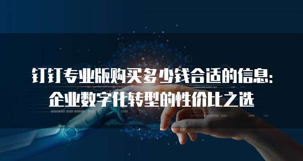 钉钉专业版购买多少钱合适的信息:企业数字化转型的性价比之选