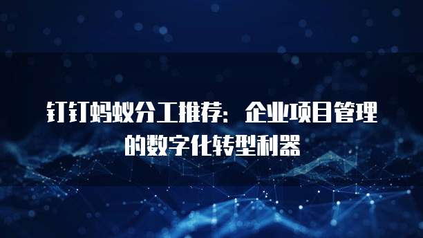 钉钉蚂蚁分工推荐:企业项目管理的数字化转型利器