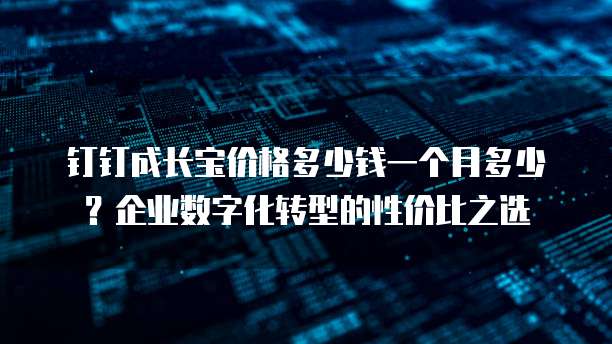 钉钉成长宝价格多少钱一个月多少?企业数字化转型的性价比之选