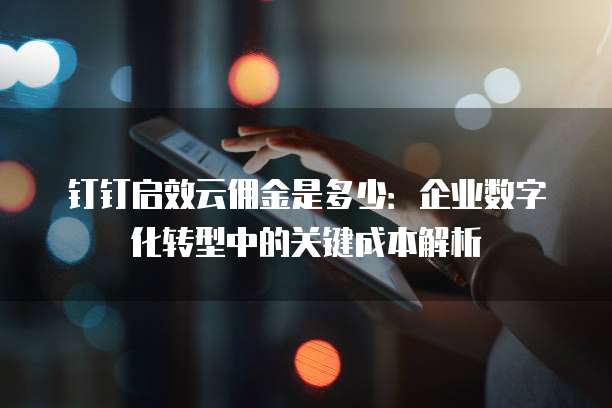 钉钉启效云佣金是多少:企业数字化转型中的关键成本解析