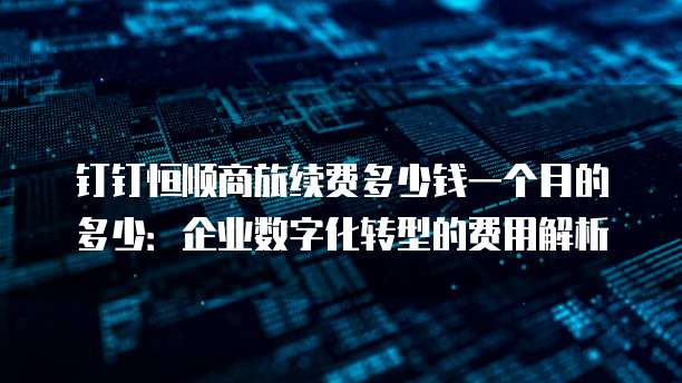 钉钉恒顺商旅续费多少钱一个月的多少:企业数字化转型的费用解析