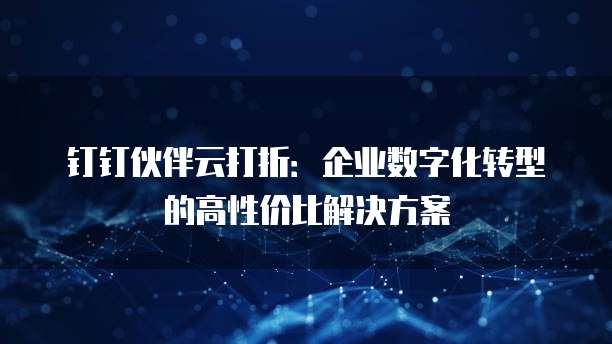 钉钉伙伴云打折:企业数字化转型的高性价比解决方案