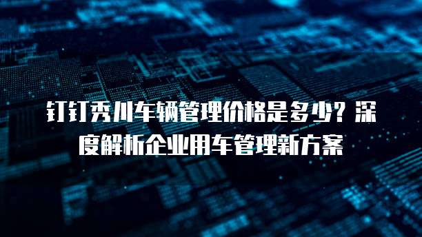 钉钉秀川车辆管理价格是多少?深度解析企业用车管理新方案