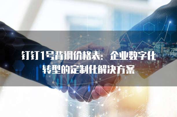 钉钉1号背调价格表：企业数字化转型的定制化解决方案