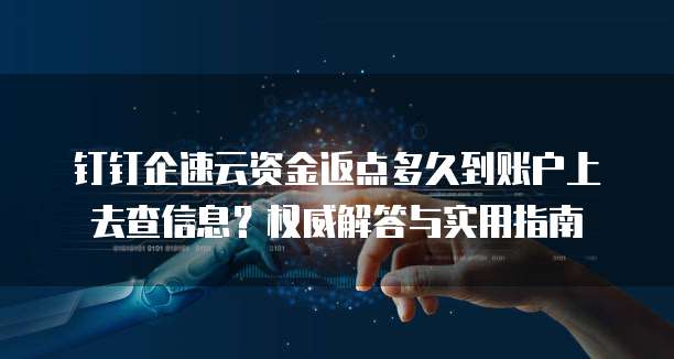 钉钉企速云资金返点多久到账户上去查信息?权威解答与实用指南