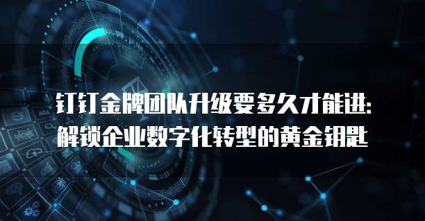 钉钉金牌团队升级要多久才能进:解锁企业数字化转型的黄金钥匙
