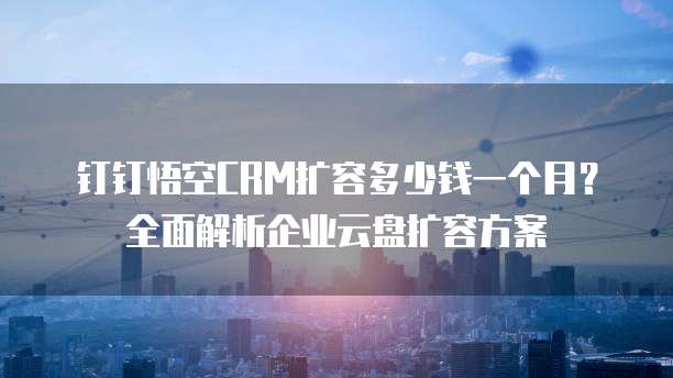 钉钉悟空CRM扩容多少钱一个月？全面解析企业云盘扩容方案