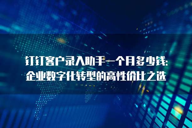 钉钉客户录入助手一个月多少钱：企业数字化转型的高性价比之选