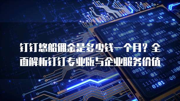 钉钉悠船佣金是多少钱一个月?全面解析钉钉专业版与企业服务价值