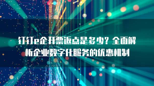 钉钉e企开票返点是多少?全面解析企业数字化服务的优惠机制
