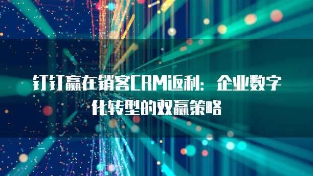 钉钉赢在销客CRM返利:企业数字化转型的双赢策略