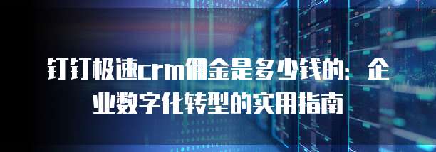 钉钉极速crm佣金是多少钱的:企业数字化转型的实用指南