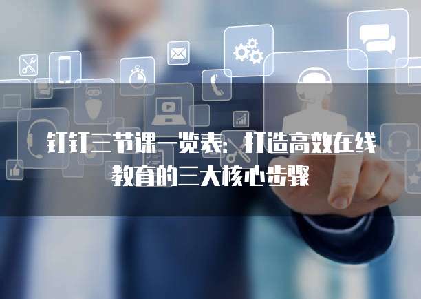 钉钉三节课一览表：打造高效在线教育的三大核心步骤