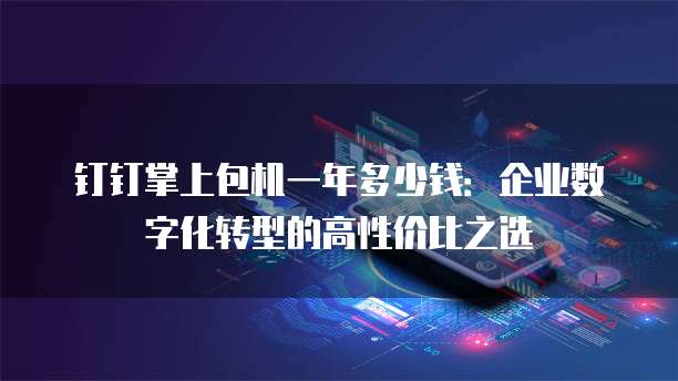 钉钉掌上包机一年多少钱:企业数字化转型的高性价比之选