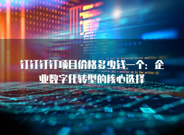 钉钉钉钉项目价格多少钱一个:企业数字化转型的核心选择