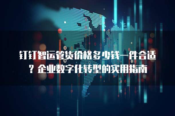 钉钉智运管货价格多少钱一件合适?企业数字化转型的实用指南