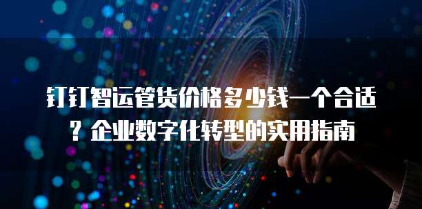 钉钉智运管货价格多少钱一个合适?企业数字化转型的实用指南