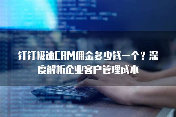 钉钉极速CRM佣金多少钱一个？深度解析企业客户管理成本