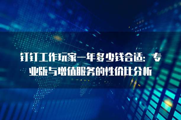 钉钉工作玩家一年多少钱合适:专业版与增值服务的性价比分析