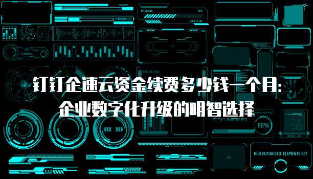 钉钉企速云资金续费多少钱一个月：企业数字化升级的明智选择