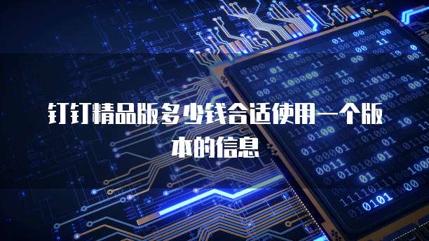 钉钉精品版多少钱合适使用一个版本的信息