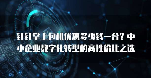 钉钉掌上包机优惠多少钱一台?中小企业数字化转型的高性价比之选