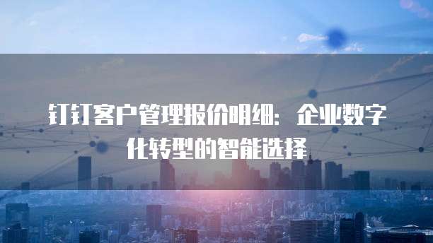 钉钉客户管理报价明细:企业数字化转型的智能选择