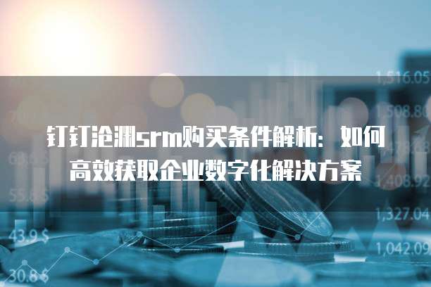 钉钉沧渊srm购买条件解析:如何高效获取企业数字化解决方案