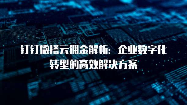 钉钉微搭云佣金解析:企业数字化转型的高效解决方案