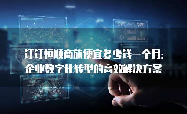 钉钉恒顺商旅便宜多少钱一个月:企业数字化转型的高效解决方案