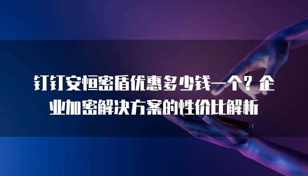 钉钉安恒密盾优惠多少钱一个？企业加密解决方案的性价比解析