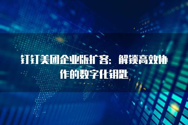 钉钉美团企业版扩容：解锁高效协作的数字化钥匙