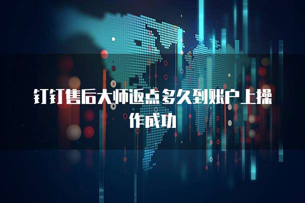 钉钉售后大师返点多久到账户上操作成功