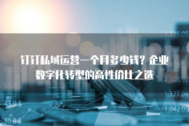 钉钉私域运营一个月多少钱?企业数字化转型的高性价比之选