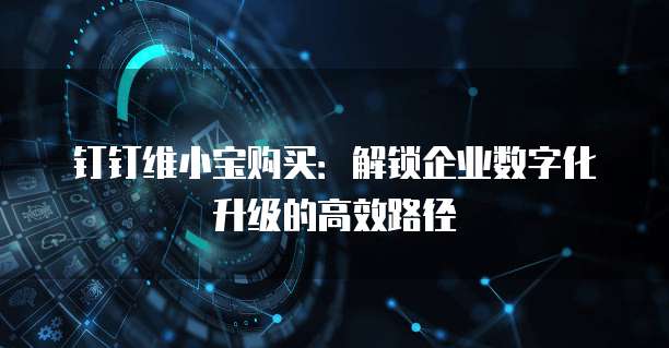 钉钉维小宝购买：解锁企业数字化升级的高效路径