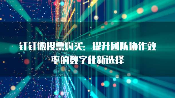 钉钉微投票购买:提升团队协作效率的数字化新选择