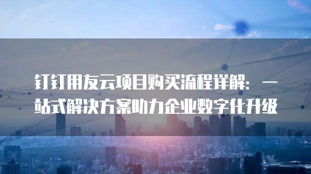 钉钉用友云项目购买流程详解:一站式解决方案助力企业数字化升级